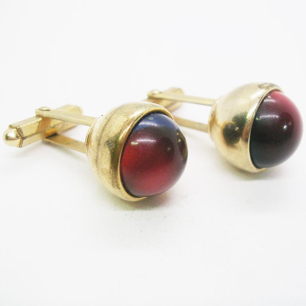 Vintage Mid Century Kreisler Craft Cufflinks spinning red & blue Acrylic marble